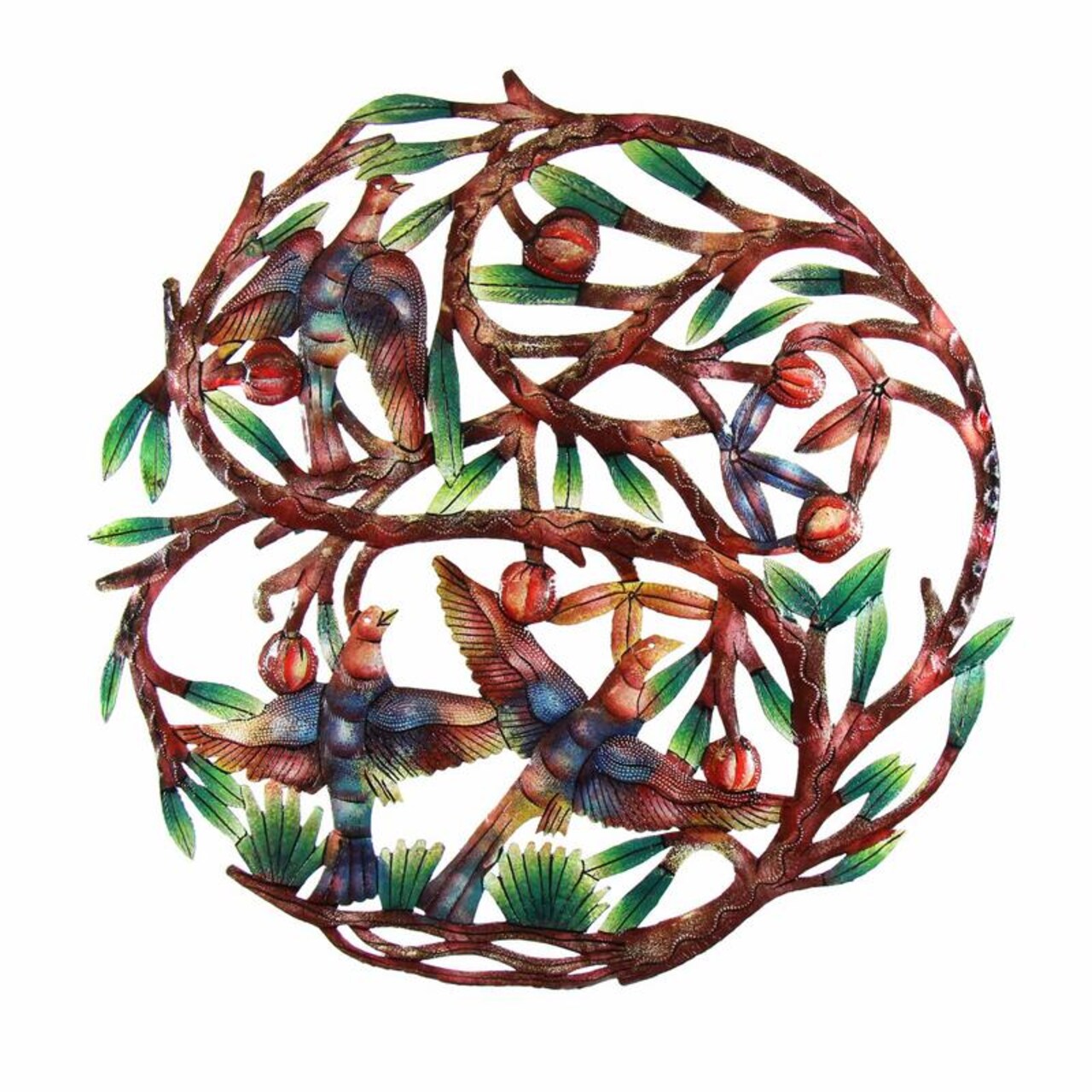 Multi-Color Upcycled Steel Painted Tree of Life Metal Wall Art Indoor Outdoor